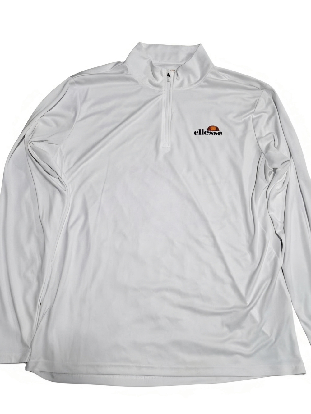 Ellesse White Quarter-Zip Long Sleeve Athletic Top (Men's Size XL)